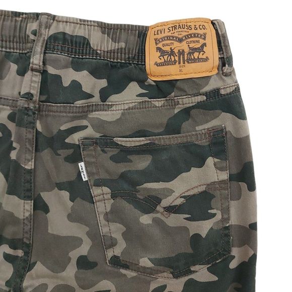 Levi's Boys Youth Camo Joggers XL 13-15 Green Drawstring Elastic Waist Pockets - Picture 5 of 10
